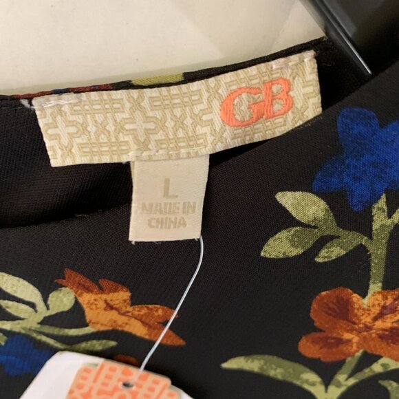 Gianni Bini Black Floral Print Loose Flowing Dress. Keyhole neckline. Large NWT - Picture 3 of 11